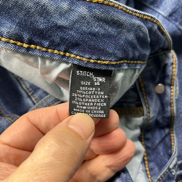 Stitch Star Womens Jeans Size 14 Straight Blue Denim Mid Rise Stretch 32"W 28"L - Picture 4 of 9